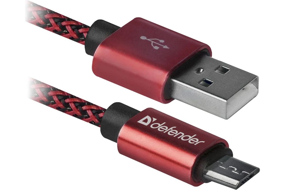 картинка Кабель Defender USB08-03T USB/Micro USB 1м черный/красный (87801) от магазина бытовой техники и электроники «Тантал»