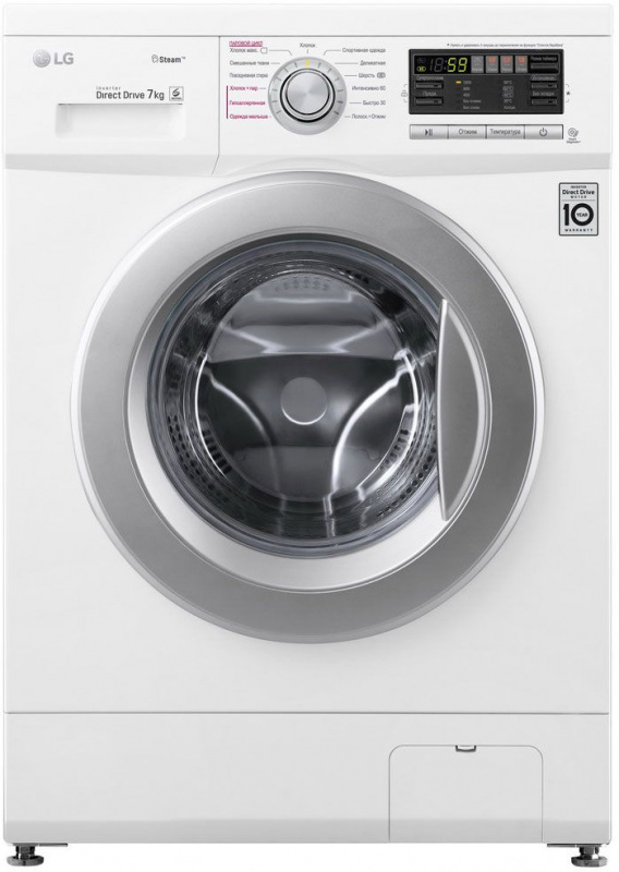 картинка Стиральная машина LG F1296HDS1 белый 7кг 1200об/мин с паром инвертор от магазина бытовой техники и электроники «Тантал»